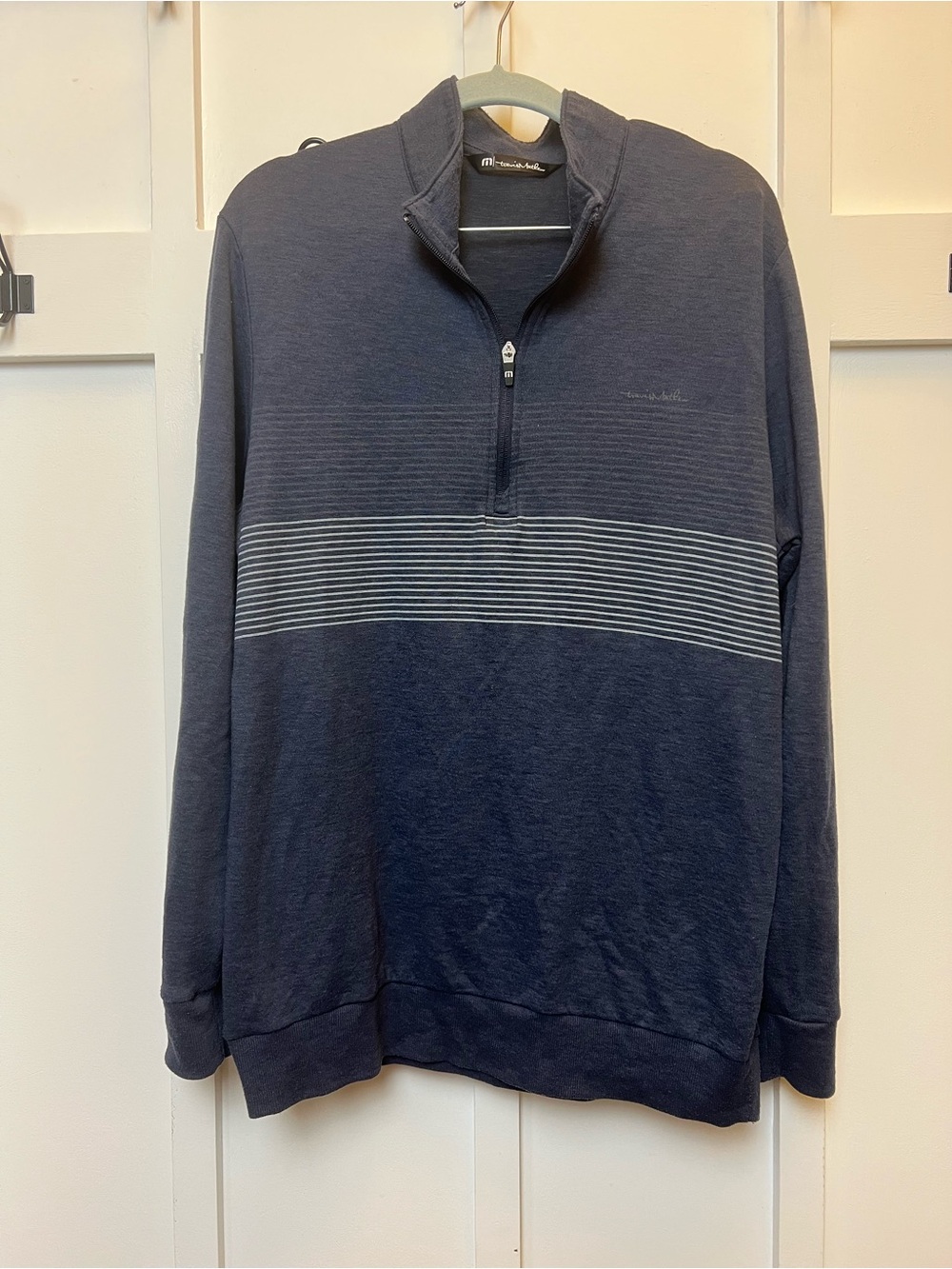 Travis Mathew 1/4 Zip Pullover Golf Men’s Medium Long Sleeve Blue Casual Preppy